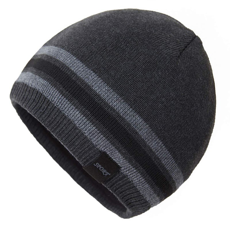 OMECHY Mens Winter Beanie Hat Oversized Warm Knit Fleece Lined Short Beanie Ski Skull Cap Grey - Image 1